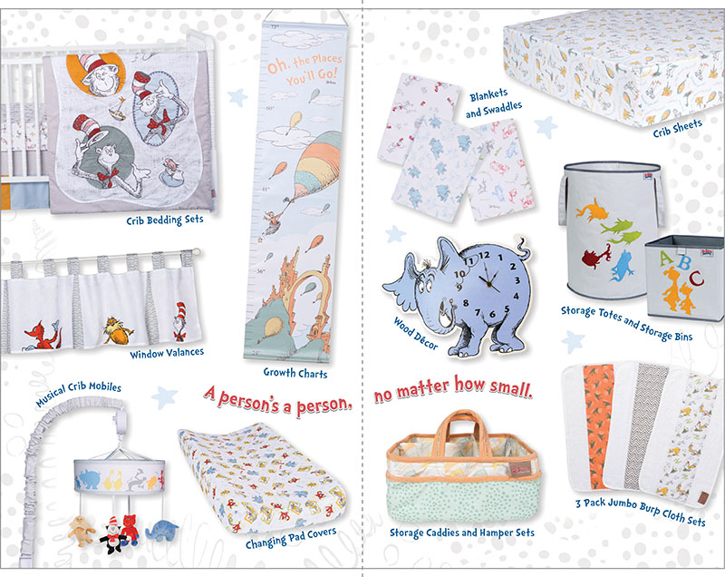 Interior spread of the Dr. Seuss Nursery by Trend Lab brand booklet