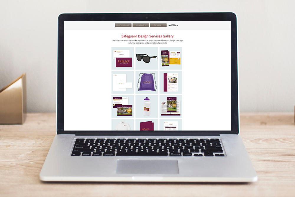 Landing page with promotional products