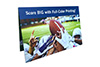 Direct mail print piece with football players holding up a football and the words Score BIG with Full Color Printing